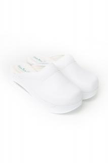Terlik štýlová a pohodlná AIR obuv - šlapky hladká biela (Terlik Sabo obuv AIR šlapky na platforme hladká biela)