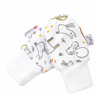 Rukavice podšité kojenecké BIO Outlast® - biele zvieratká/biela Veľkosť: 1