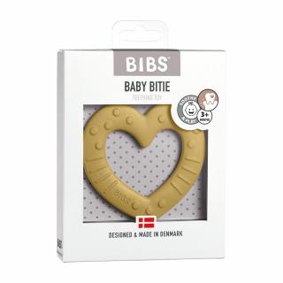 Baby Bitie hryzátko SRDCE - Heart Mustard - Bibs
