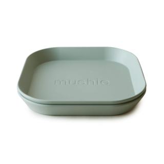 Mushie  hranatý tanier - Sage 2ks