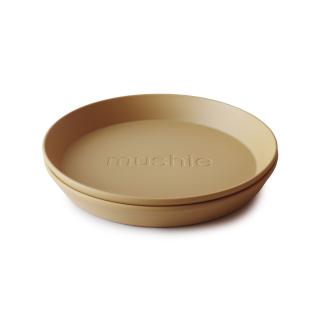 Mushie okrúhly tanier - Mustard 2ks