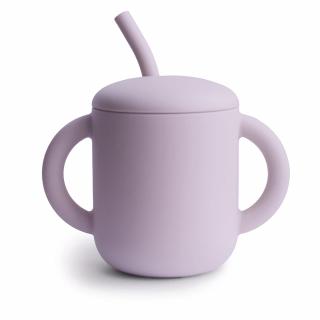 Mushie pohárik so slamkou - Rôzne farby Farba: Soft lilac