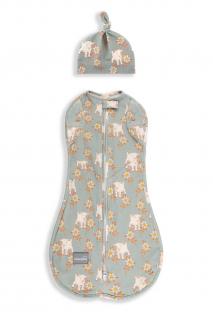 ZAVINOVAČKA SLEEPEE SECOND STEP SWADDLE S ČIAPOČKOU ZDARMA -Vintage Animals Sky Blue