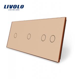 LIVOLO VL-C7-C1/C1/C2-13 trojitý rámik - zlatý (Trojitý rámik pre vypínače a tlačidlá vl-c7-c1/c1/c2-13)