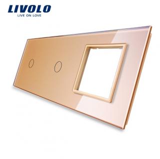 LIVOLO VL-C7-C1/C1/SR-13 trojitý rámik - zlatý (Trojitý rámik pre vypínače a moduly vl-c7-c1/c1/sr-13)