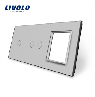 LIVOLO VL-C7-C1/C2/SR-15 trojitý rámik - strieborný (Trojitý rámik pre vypínače a moduly vl-c7-c1/c2/sr-15)