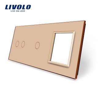 LIVOLO VL-C7-C2/C1/SR-13 trojitý rámik - zlatý (Trojitý rámik pre vypínače a moduly vl-c7-c2/c1/sr-13)