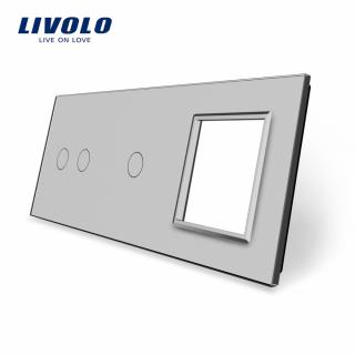 LIVOLO VL-C7-C2/C1/SR-15 trojitý rámik - strieborný (Trojitý rámik pre vypínače a moduly vl-c7-c2/c1/sr-15)