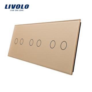 LIVOLO VL-C7-C2/C2/C2-13 trojitý rámik - zlatý (Trojitý rámik pre vypínače a tlačidlá vl-c7-c2/c2/c2-13)