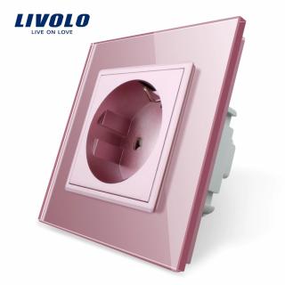 LIVOLO VL-C7C1-17 Elektrická zásuvka EU - ružová (SCHUKO zásuvka bez ochranného kolíka)