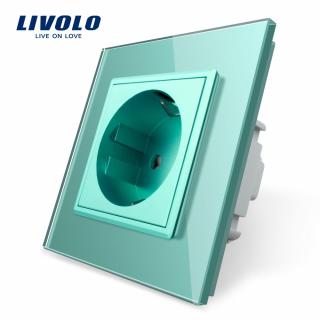 LIVOLO VL-C7C1-18 Elektrická zásuvka EU - zelená (SCHUKO zásuvka bez ochranného kolíka)