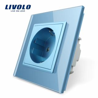 LIVOLO VL-C7C1-19 Elektrická zásuvka EU - modrá (SCHUKO zásuvka bez ochranného kolíka)