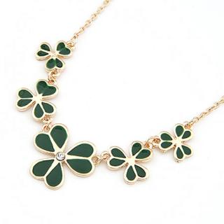 BNH203 - Zelené kvietky - náhrdelník