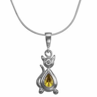 NH8153SWSS Mačička strieborný náhrdelník so Swarovski krištálmi