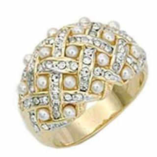 PR3140ZPGR - Prsteň so zirkónmi a syntetickými perlami Veľkosť prsteňa: 55 - 56