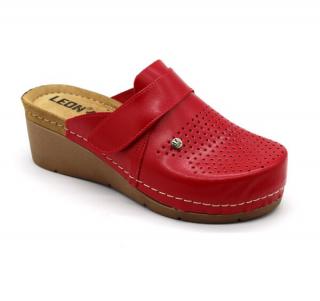 Leon 1001 Dámska zdravotná celokožená obuv - Klinový opätok Farba obuvi: Červená, Veľkosť obuvi: 36