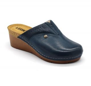 Leon 1002 Dámska zdravotná celokožená obuv - Klinový opätok Farba obuvi: Modrá, Veľkosť obuvi: 38