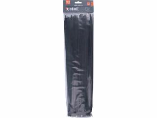 Pásky sťahovacie čierne, 100ks, nylon PA66, EXTOL PREMIUM Čierné: 7,6x380mm