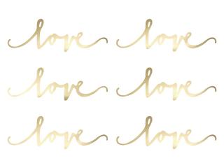 Dekoračný nápis Love Elegant Bliss zlatý (6ks)