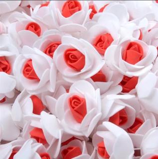 Penová ružička bielo červená