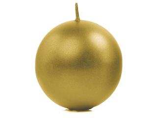 Sviečka guľa zlatá metalická 8cm