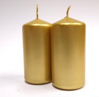 Sviečka valec metalický zlatý 10cm