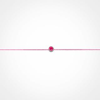 Náramok Zirkon PINK na šnúrke striebro  (Cyklámenový zirkon na ružovej šnúrke)