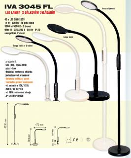 LED  3 v 1 lampa stojacia/ stolná/ stolná so skrutkou Biela (ARGUS LIGHT IVA 3045 FL LED lampa s dialkovým ovládaním a časovačom. )
