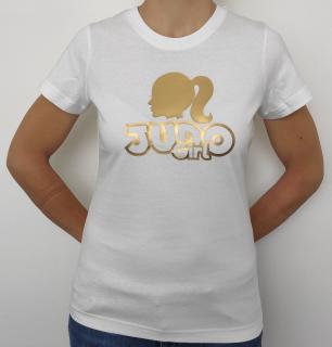 T-shirt JUDO dámske (Tričko dámske BIELE + logo zlaté JUDO Girl)