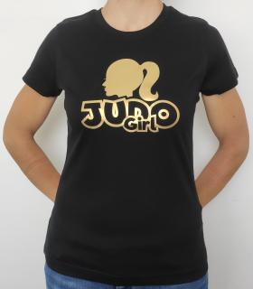 T-shirt JUDO dámske (Tričko dámske ČIERNE + logo zlaté JUDO Girl)