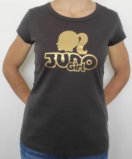 T-shirt JUDO dámske (Tričko dámske ebony gray + logo zlaté JUDO Girl. Rimeck Resist odolné tričko.)