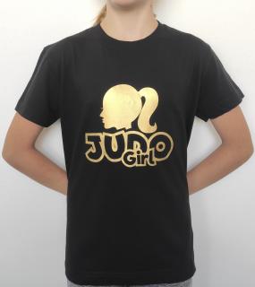 T-shirt JUDO detské (Tričko detské čierne + logo zlaté JUDO Girl)