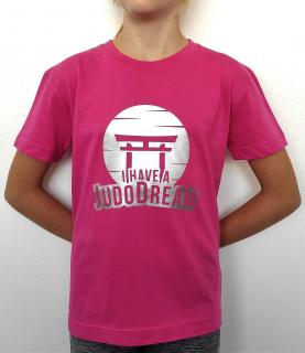T-shirt JUDO detské (Tričko detské purpurové + logo strieborné Japonská Brána)