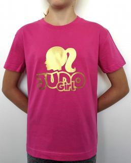 T-shirt JUDO detské (Tričko detské purpurové + logo zlaté JUDO Girl)