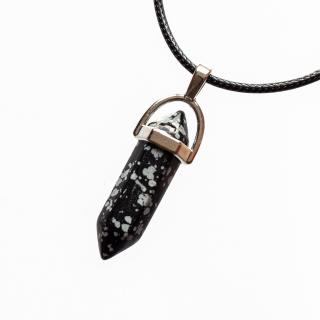 Náhrdelník z obsidiánu snehová vločka HEXAGON (Snowflake Obsidian)