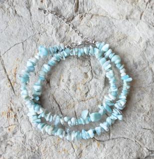 Larimar náhrdelník extra 45 cm (sekané kamene 5- 10 mm)