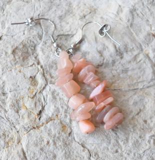 Mesačný kameň ružový náušnice (kovodiely z chirurgickej ocele)