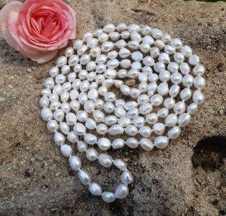 Perly biele náhrdelník 160 cm