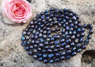 Perly čierne náhrdelník 160 cm