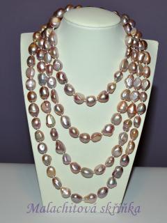 Perly fialové náhrdelník 160 cm