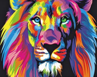 Diamantové maľovanie - Farebný lev