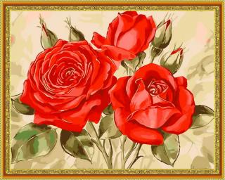 Diamantové maľovanie - Kvety ruží  Vrátane predtlačeného ozdobného rámu