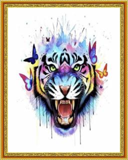 Diamantové maľovanie - Maľovaný Tiger  Vrátane predtlačeného ozdobného rámu