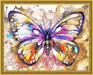 Diamantové maľovanie - Motýľ  Vrátane predtlačeného ozdobného rámu