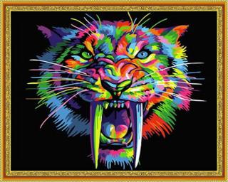 Diamantové maľovanie - Tiger  Vrátane predtlačeného ozdobného rámu
