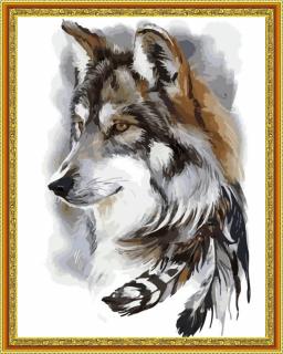 Diamantové maľovanie - Vlk  Vrátane predtlačeného ozdobného rámu
