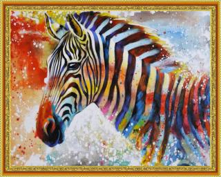 Diamantové maľovanie - Zebra  Vrátane predtlačeného ozdobného rámu