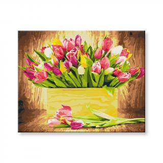 Maľovanie podľa čísel - Košík tulipánov