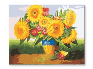 Maľovanie podľa čísel - kvitnúce slnečnice