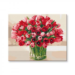 Maľovanie podľa čísel - Romantická kytica tulipánov